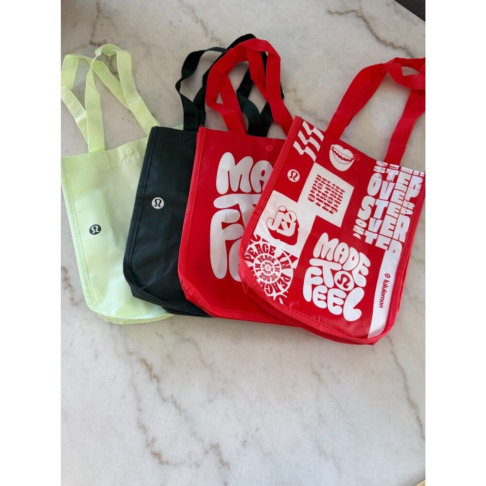 Lululemon Shopping Bag Lot of 4 Small Size Totes Lunch Yoga Reusable